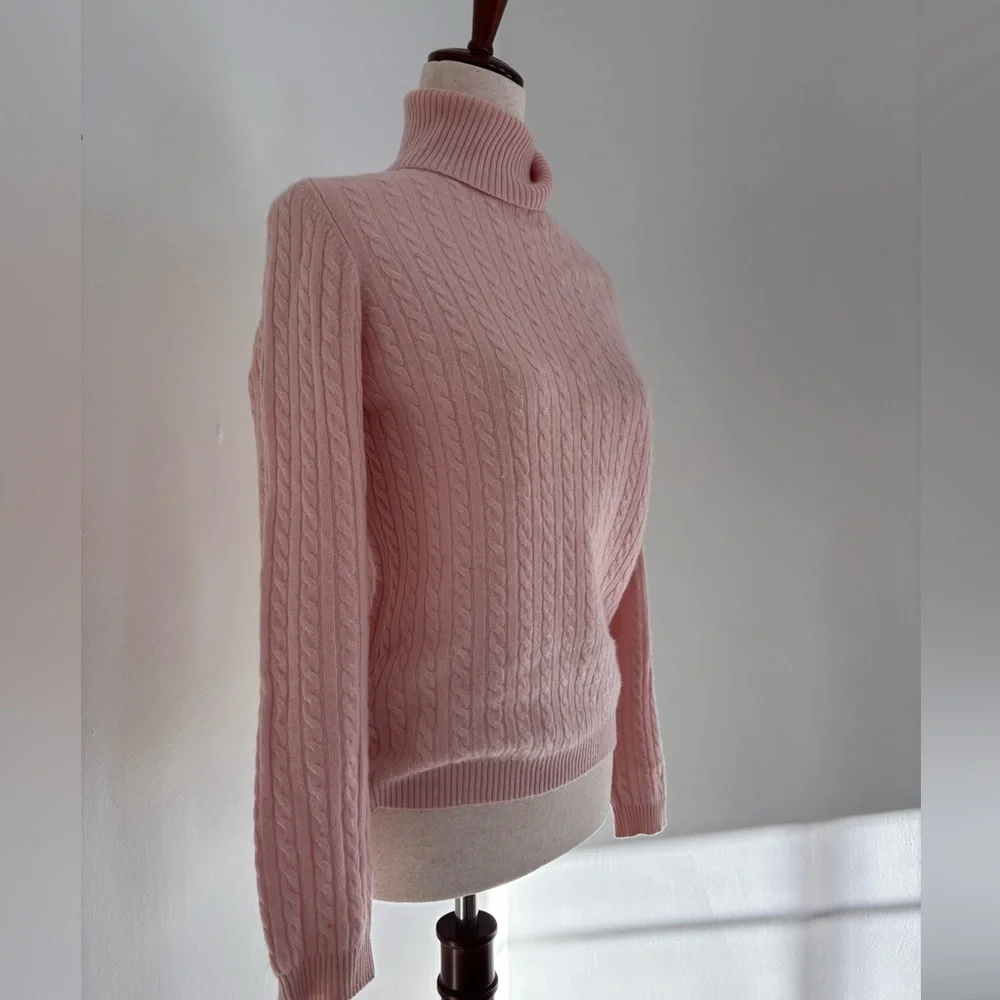 Women’s Charter Club Fitted Turtleneck Cashmere Sweater Light Pink